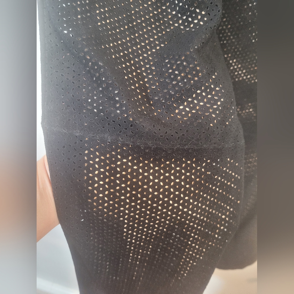 Parker brand pants, black, with mesh design and leather on the top. Joggers. - Picture 10 of 13